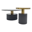 Nesting Coffee Table with Black Marble Top with Black Base and Black Glass
