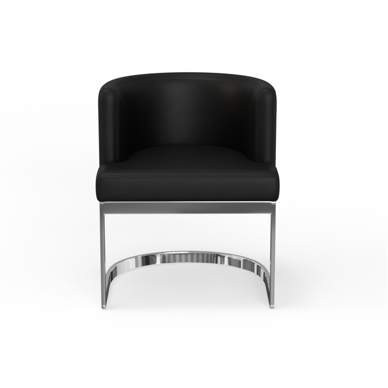 WingBack Dining Chair in Black PU and Chrome Base