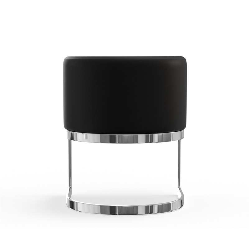 WingBack Dining Chair in Black PU and Chrome Base