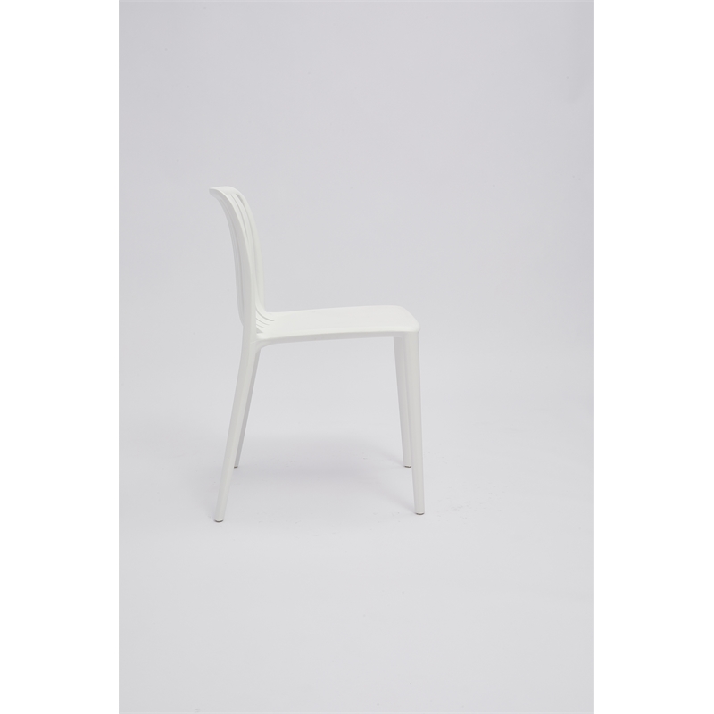 Set of 4 White Stackable Polypropylene Side Chair