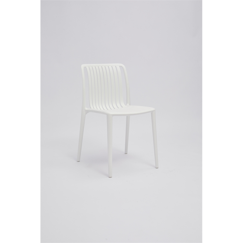 Set of 4 White Stackable Polypropylene Side Chair