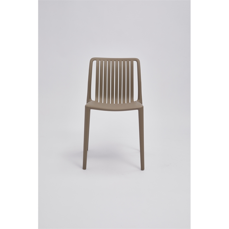 Set of 4 Coffee Brown Stackable Polypropylene Side Chair