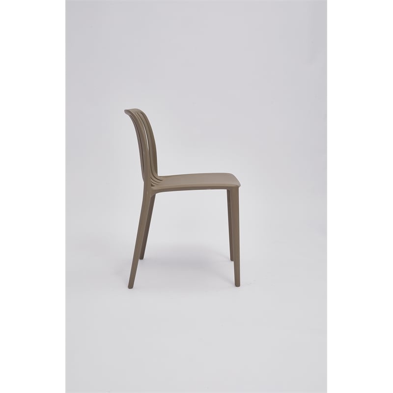 Set of 4 Coffee Brown Stackable Polypropylene Side Chair