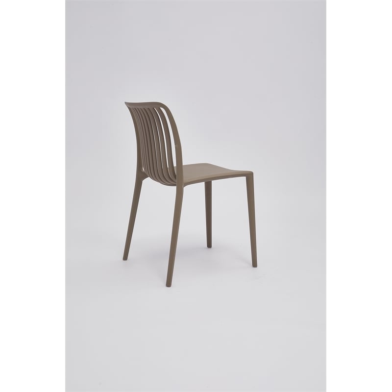 Set of 4 Coffee Brown Stackable Polypropylene Side Chair
