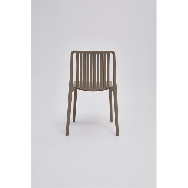 Set of 4 Coffee Brown Stackable Polypropylene Side Chair