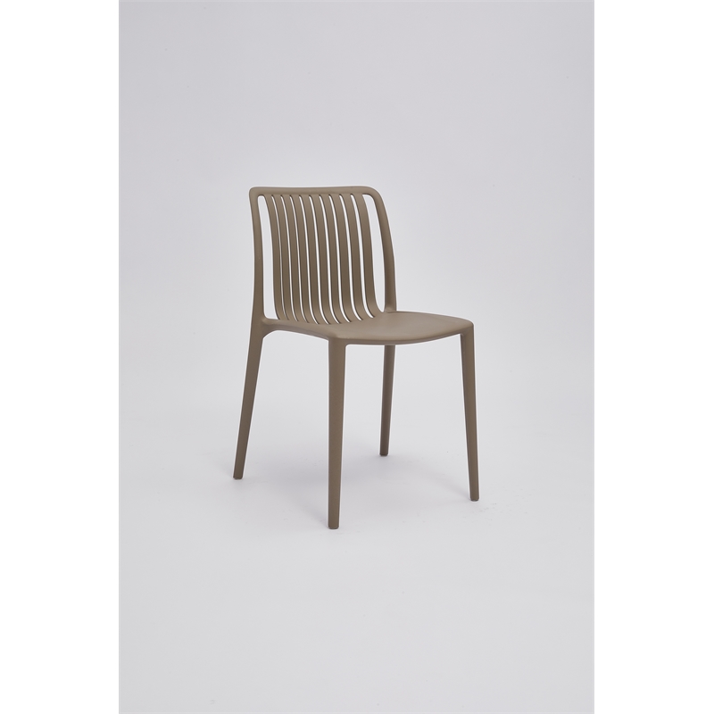 Set of 4 Coffee Brown Stackable Polypropylene Side Chair