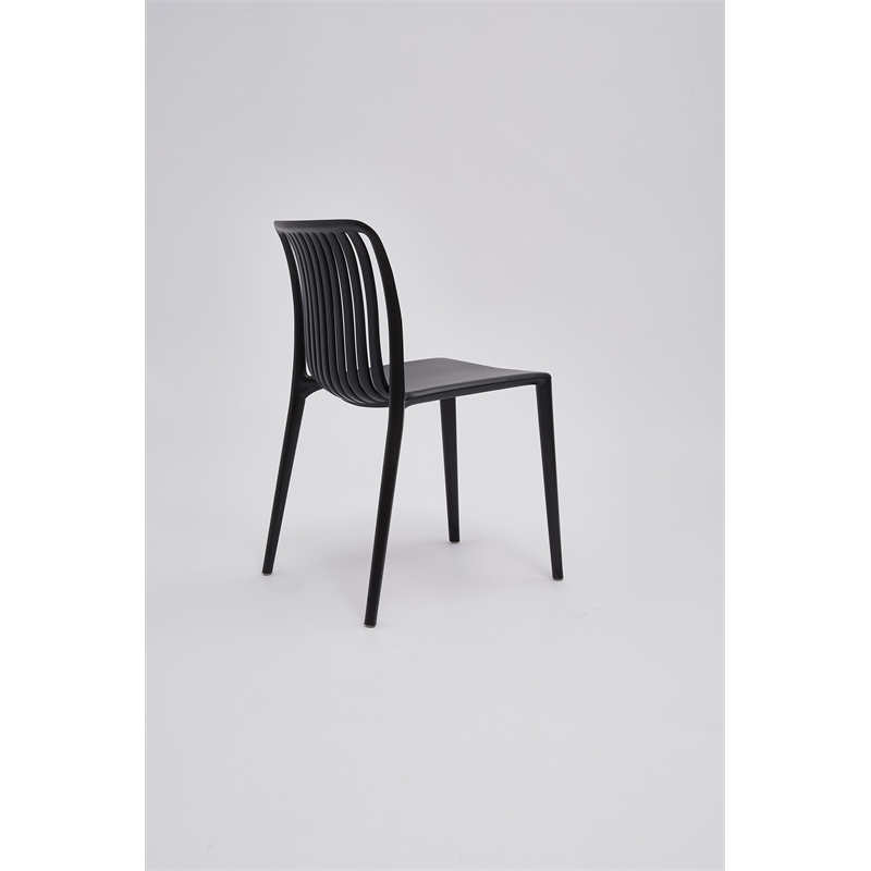 Set of 4 Black Stackable Polypropylene Side Chair