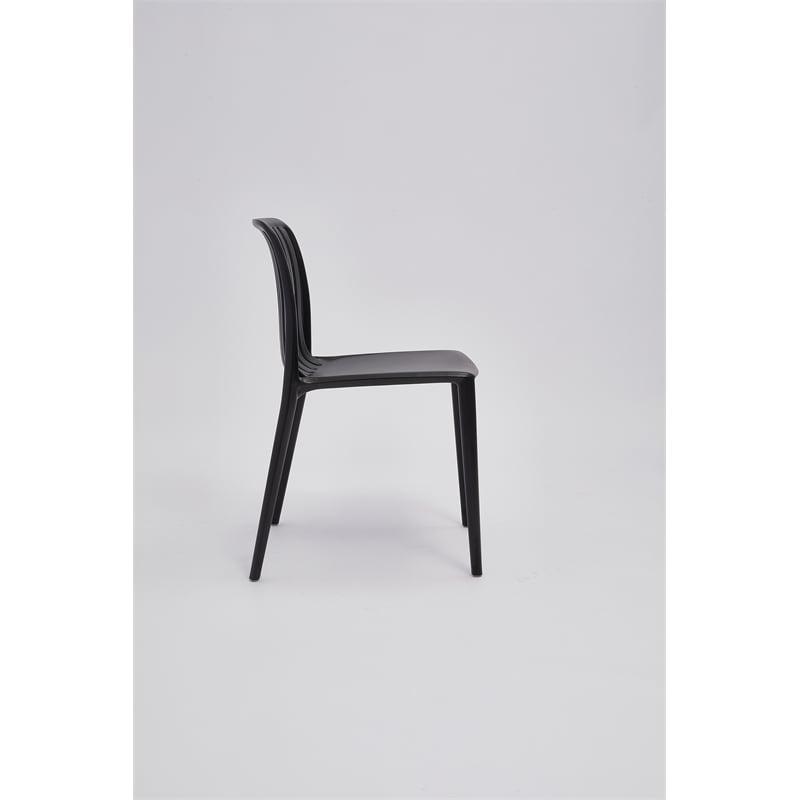 Set of 4 Black Stackable Polypropylene Side Chair