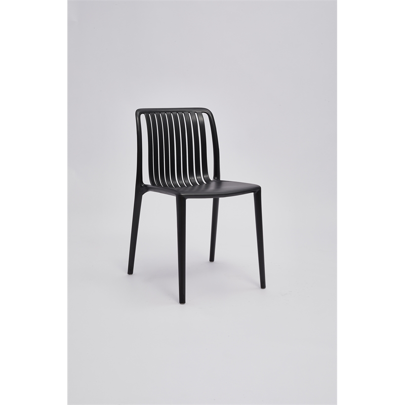 Set of 4 Black Stackable Polypropylene Side Chair