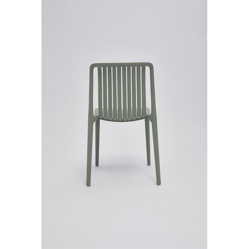 Set of 4 Moss Green Stackable Polypropylene Side Chair