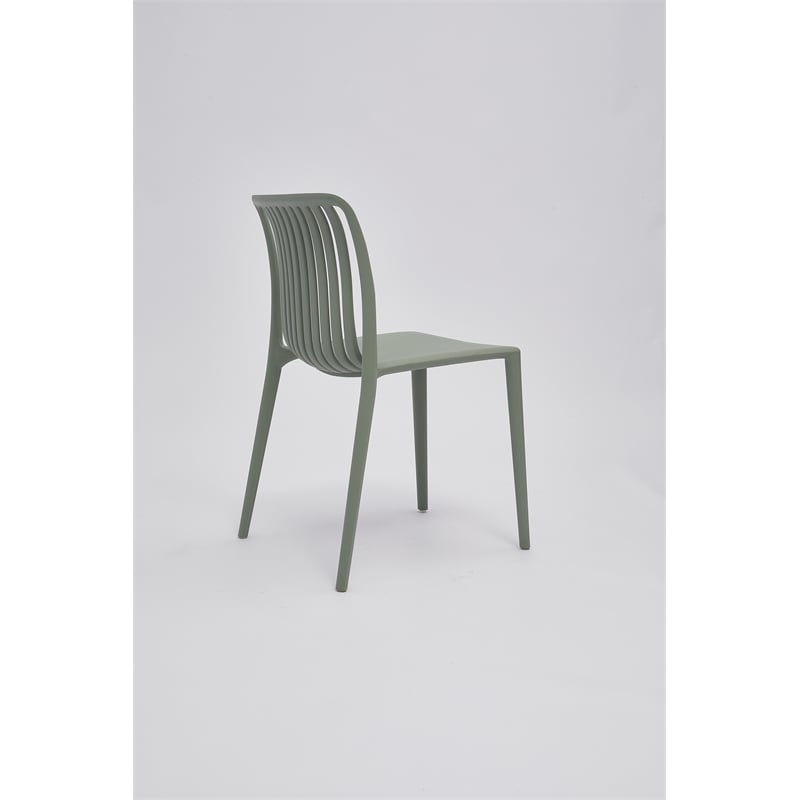 Set of 4 Moss Green Stackable Polypropylene Side Chair