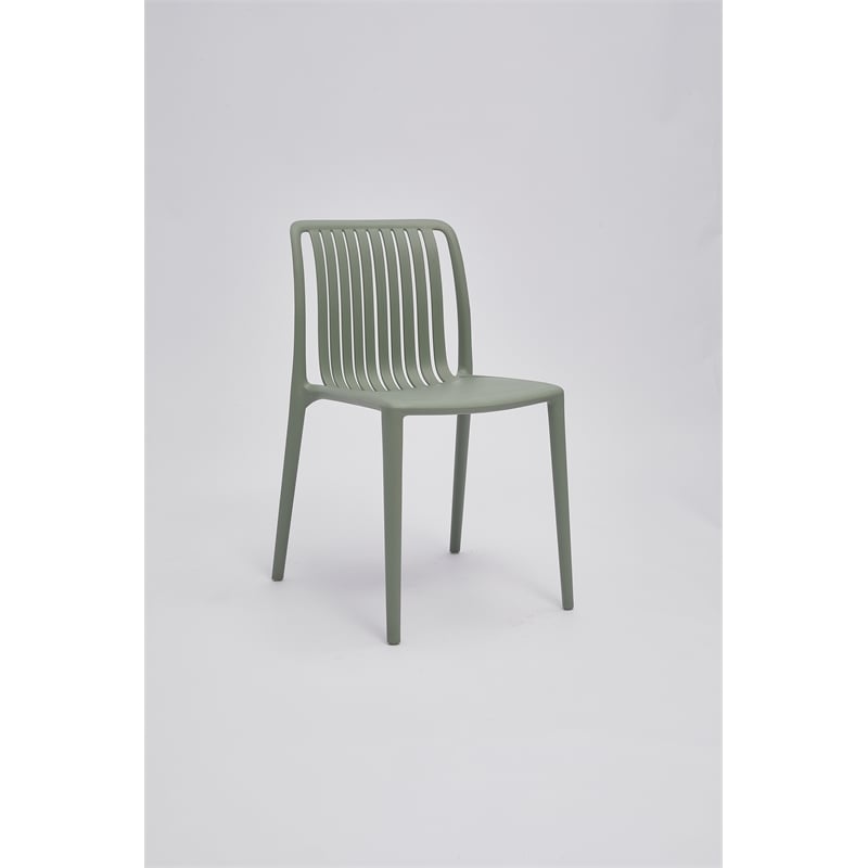 Set of 4 Moss Green Stackable Polypropylene Side Chair