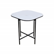End Table with White Marbled Ceramic Top and Black Metal Frame