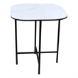 End Table with White Marbled Ceramic Top and Black Metal Frame