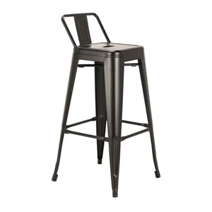 Set of 4 Black Metal Barstool 26&quot Seat Height with Backrest