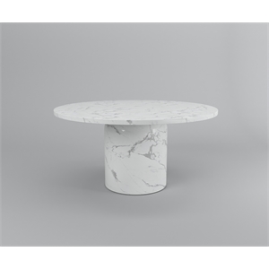 60'' Round Marble Dining Table Pedestal Base with Dark Gray Veins