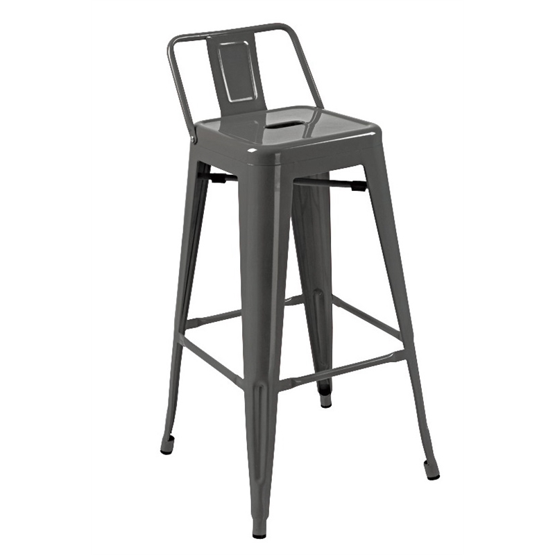 Set of 4 Stackable Metal Barstool with Backrest Counter Height 26