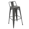 Set of 4 Stackable Metal Barstool with Backrest Counter Height 26