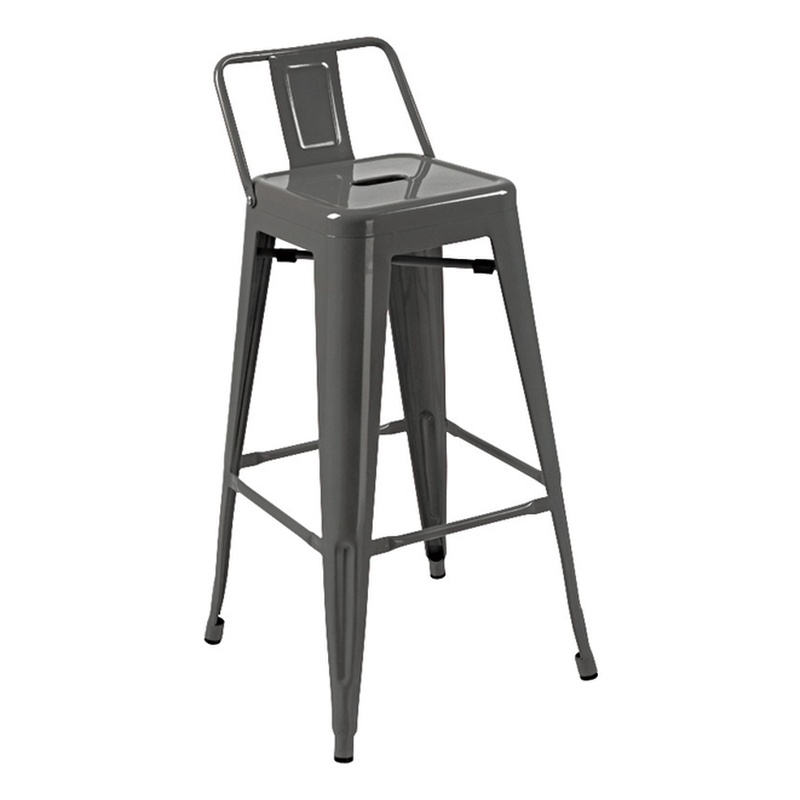 Set of 4 Stackable Metal Barstool with Backrest Counter Height 26