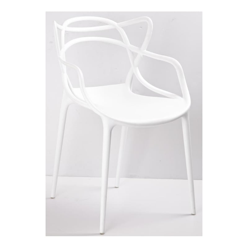 Set of 4 White Stackable Polypropylene Arm Chair