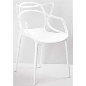 Set of 4 White Stackable Polypropylene Arm Chair