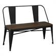 Metal Bench in Matte Black with Wood Seat