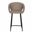 Set of 2 Counter Stool with PU Seat and Black Metal Legs
