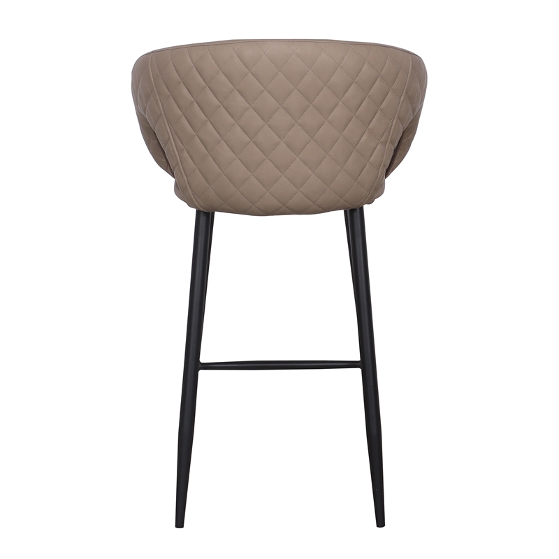 Set of 2 Counter Stool with PU Seat and Black Metal Legs