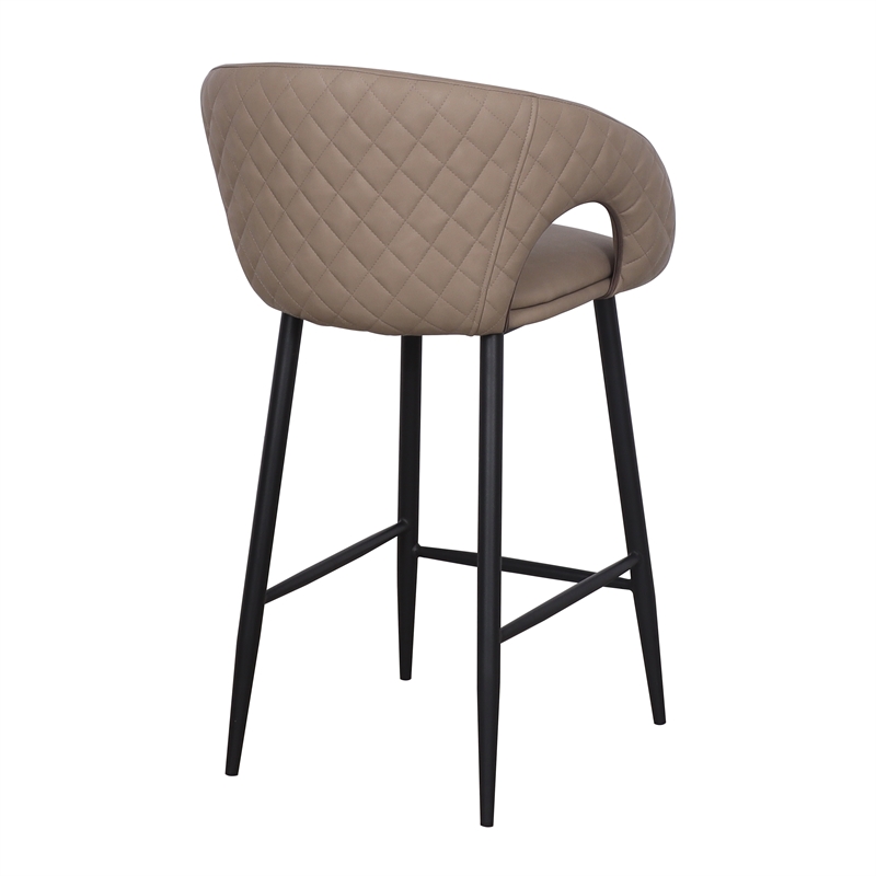 Set of 2 Counter Stool with PU Seat and Black Metal Legs