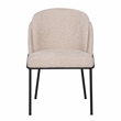 Set of 2 Dining Chair with Fabric Seat and Black Metal Frame