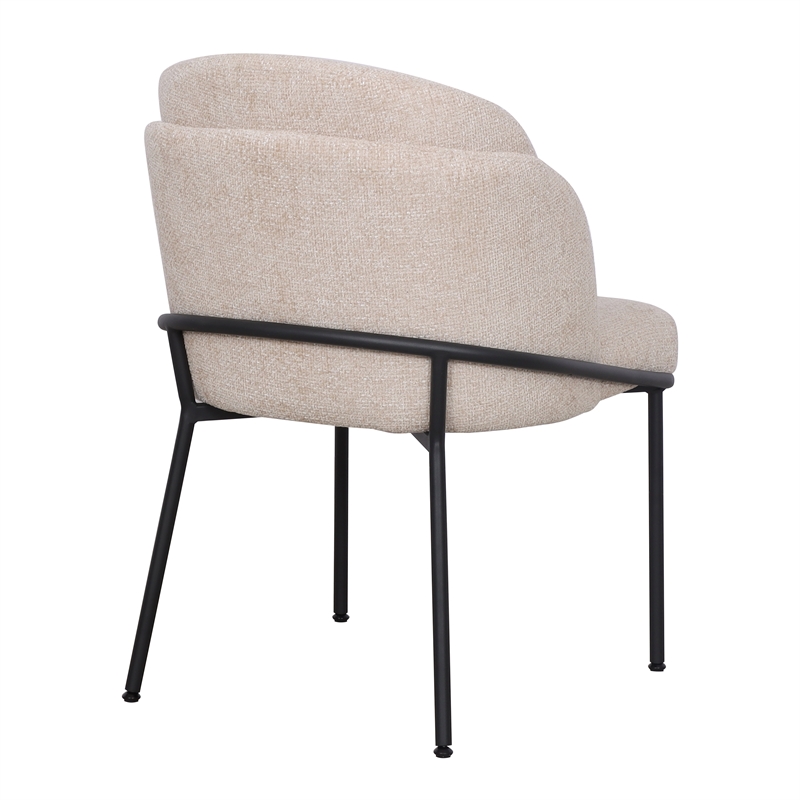 Set of 2 Dining Chair with Fabric Seat and Black Metal Frame