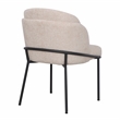Set of 2 Dining Chair with Fabric Seat and Black Metal Frame