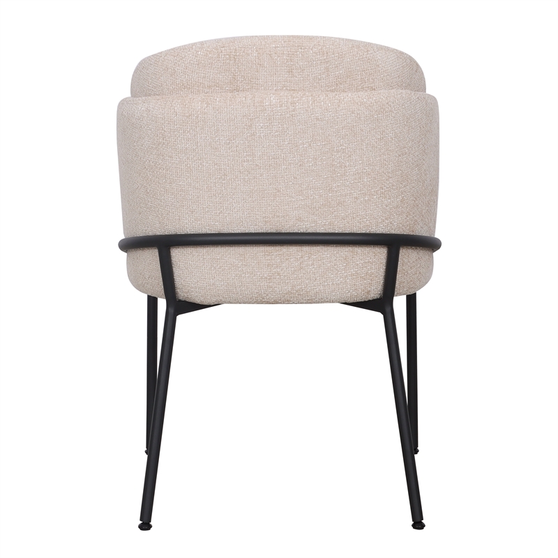 Set of 2 Dining Chair with Fabric Seat and Black Metal Frame