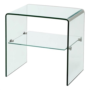 Clear 12 mm Tempered Glass Modern End Table with Shelf
