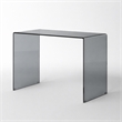Bent Tempered Glass Computer Desk in Translucent Gray