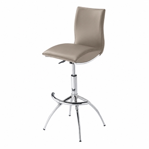 Height Adjustable Chrome Base Bar Stool in Taupe (Set of 2)