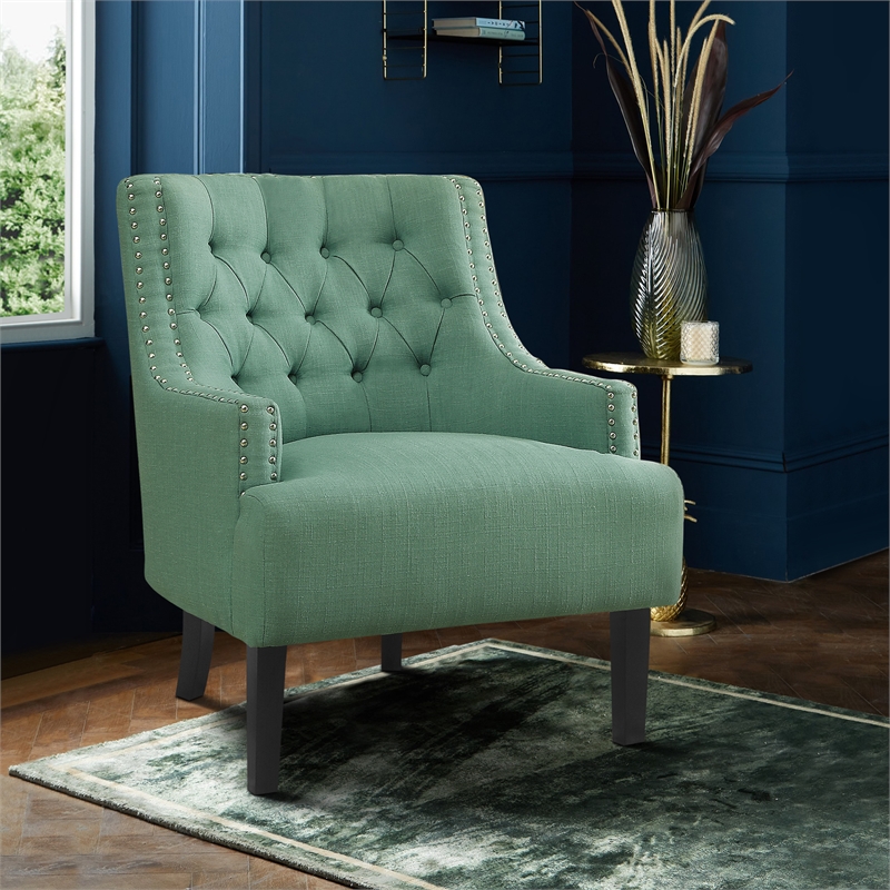 Lexicon Charisma Upholstered Accent Chair in Teal