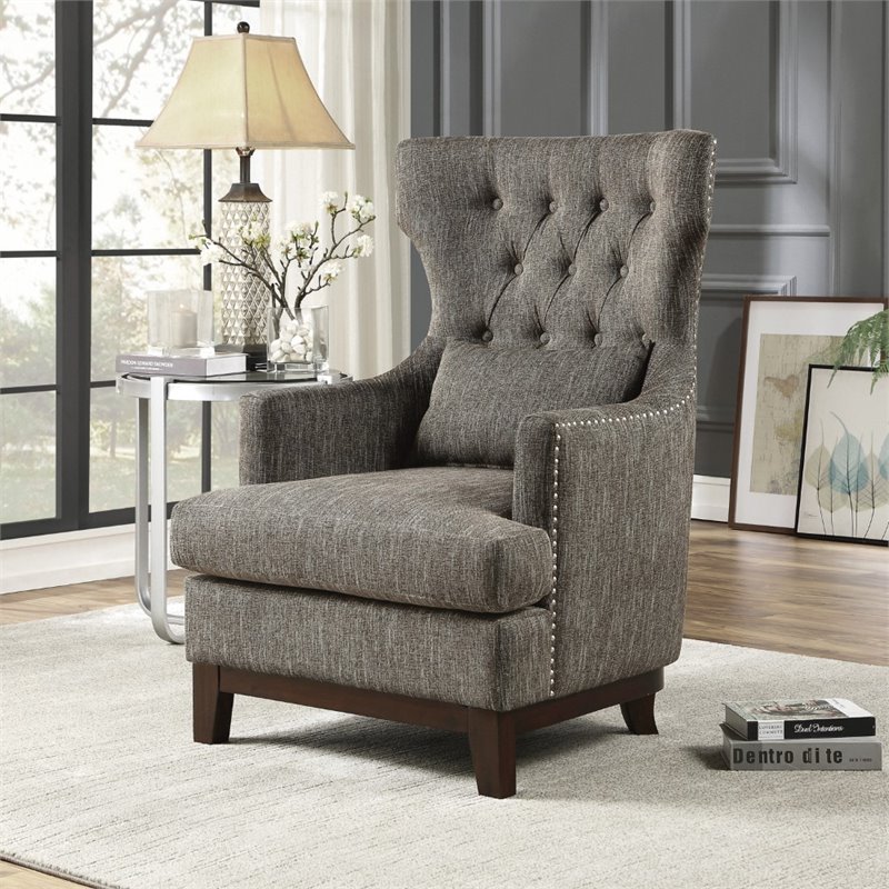 Lexicon elegant Adriano Upholstered Wingback Chair in Gray 1217F3S