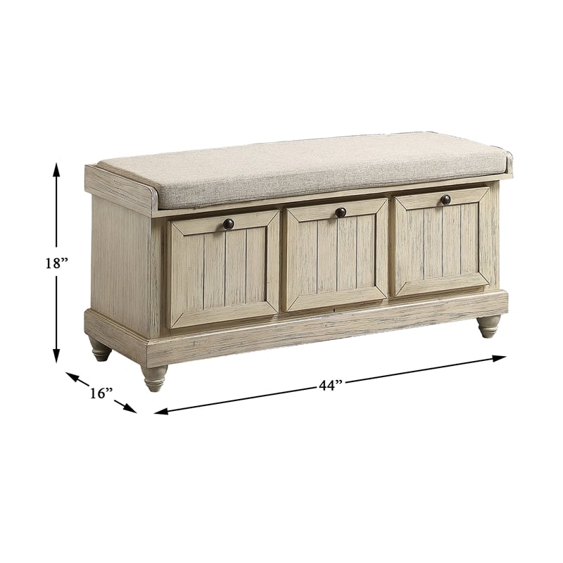 Lexicon Woodwell Wood Storage Bench in White
