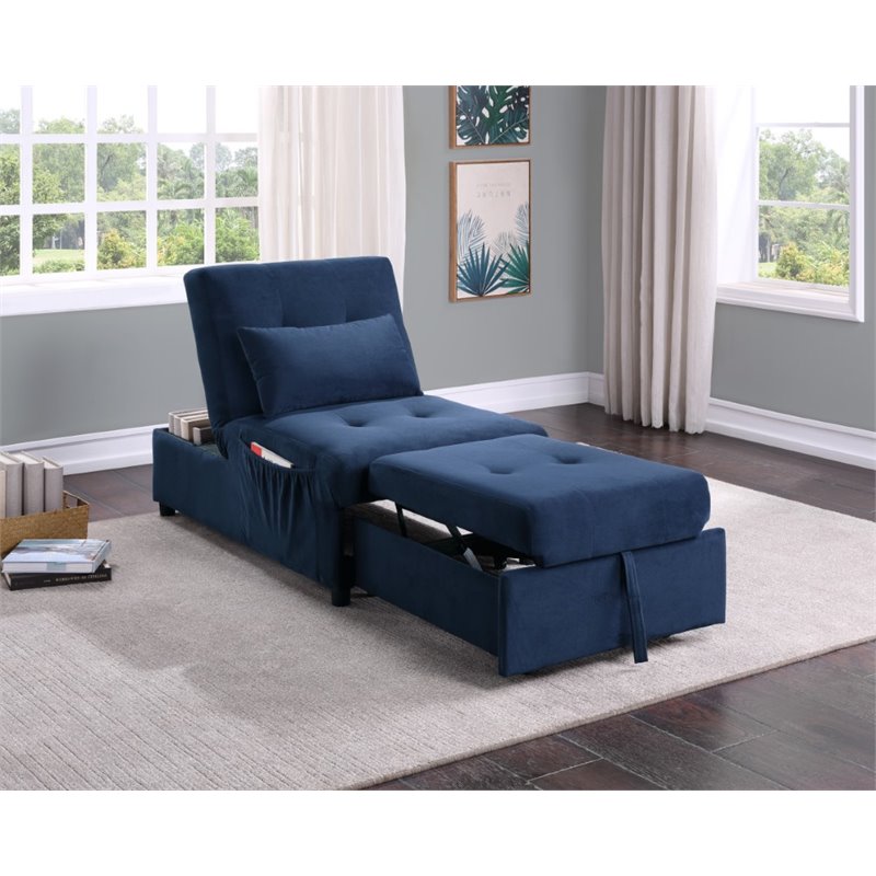 Lexicon Garrell Wood Storage Bench with Pull Out Ottoman in Blue