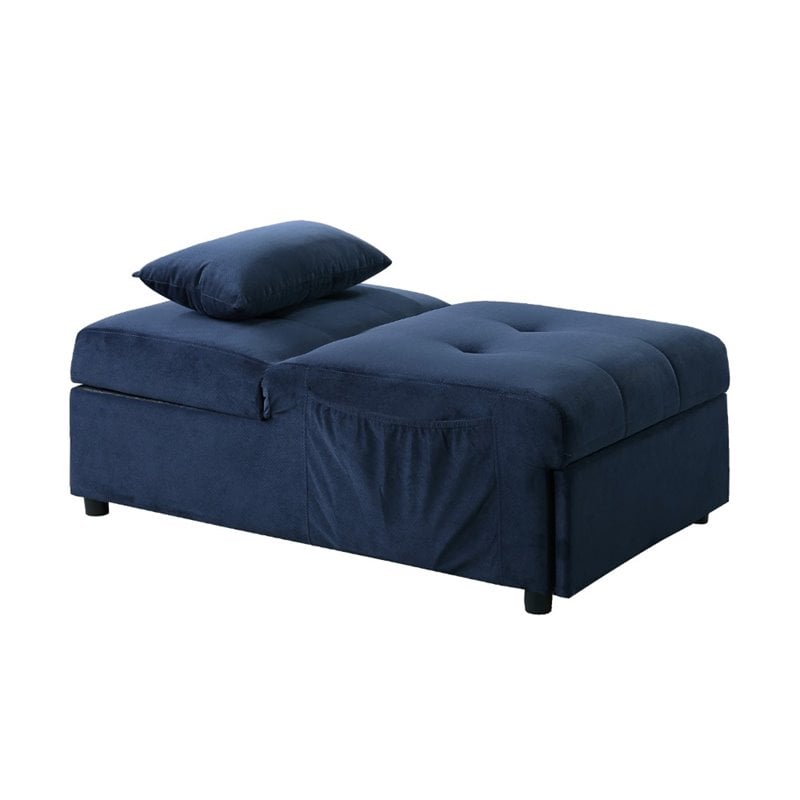 Lexicon Garrell Wood Storage Bench with Pull Out Ottoman in Blue