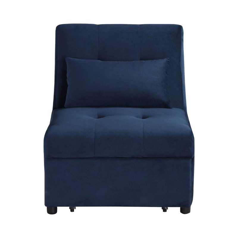 Lexicon Garrell Wood Storage Bench with Pull Out Ottoman in Blue