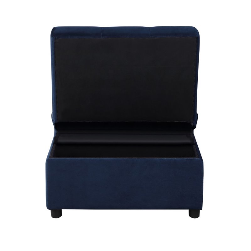Lexicon Garrell Wood Storage Bench with Pull Out Ottoman in Blue