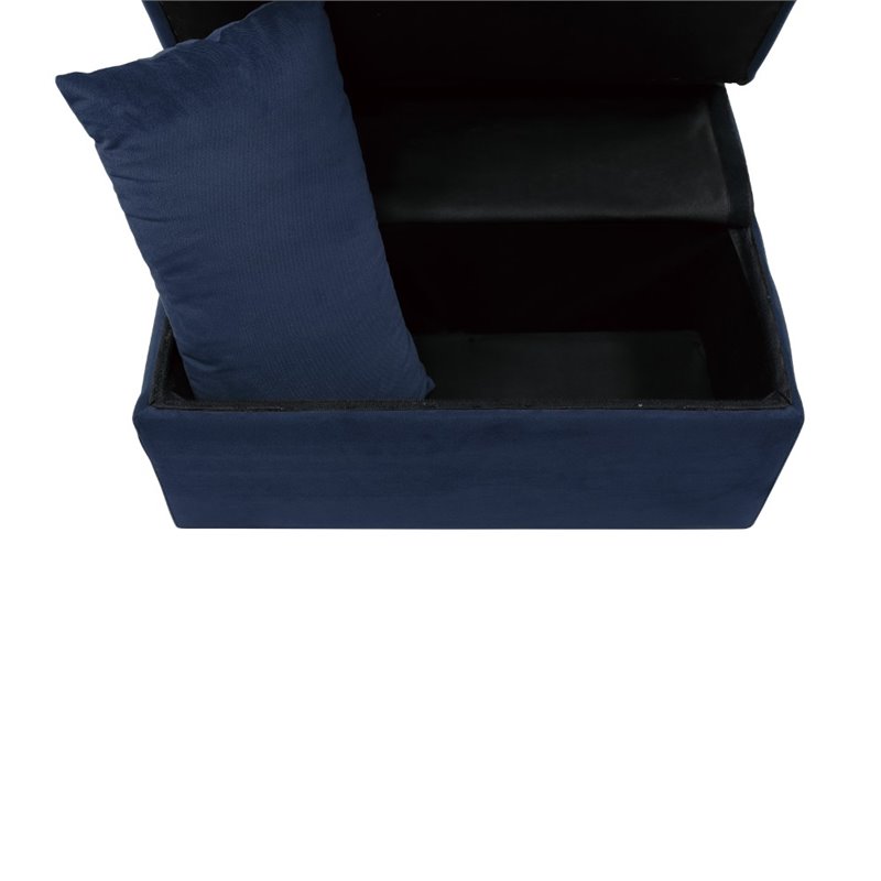 Lexicon Garrell Wood Storage Bench with Pull Out Ottoman in Blue