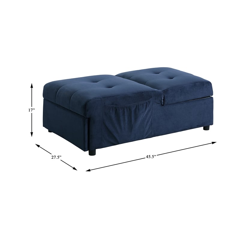 Lexicon Garrell Wood Storage Bench with Pull Out Ottoman in Blue