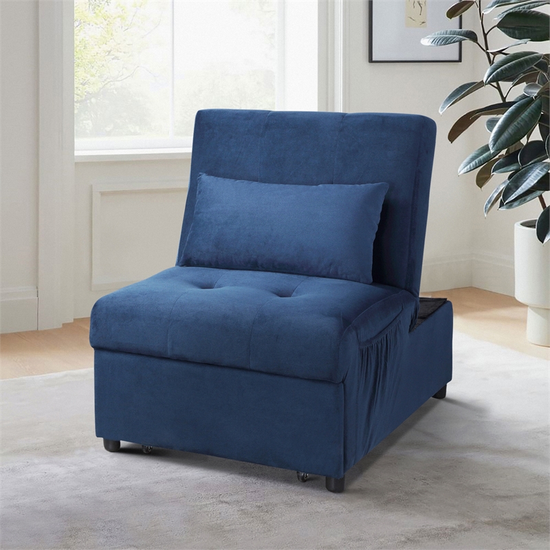 Lexicon Garrell Wood Storage Bench with Pull Out Ottoman in Blue