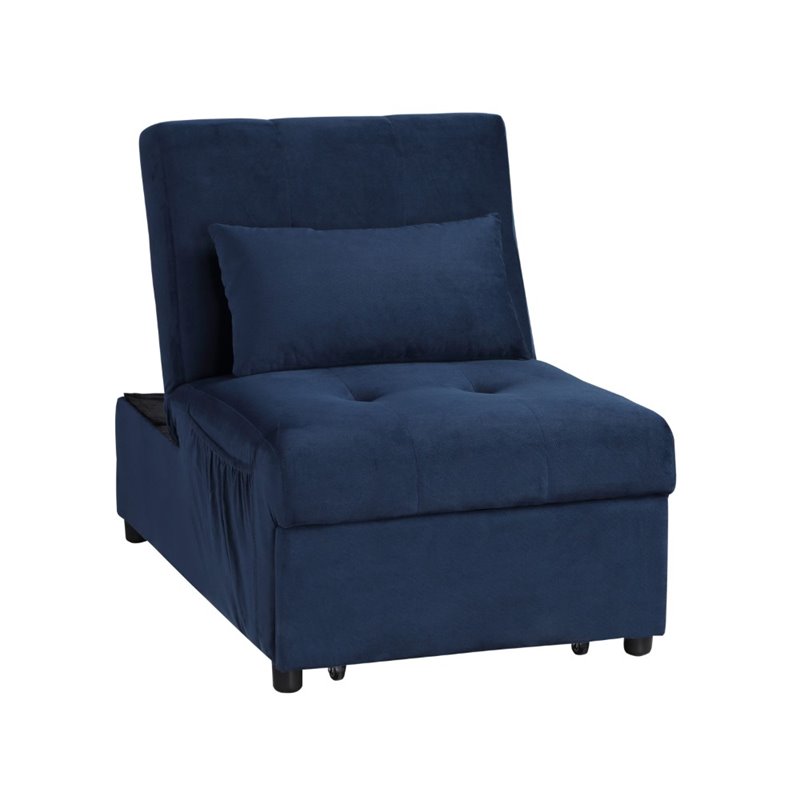 Lexicon Garrell Wood Storage Bench with Pull Out Ottoman in Blue