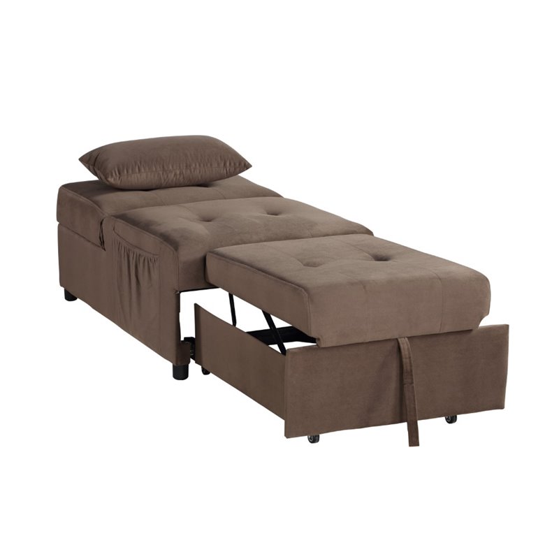 Lexicon Garrell Wood Storage Bench with Pull Out Ottoman in Dark Brown