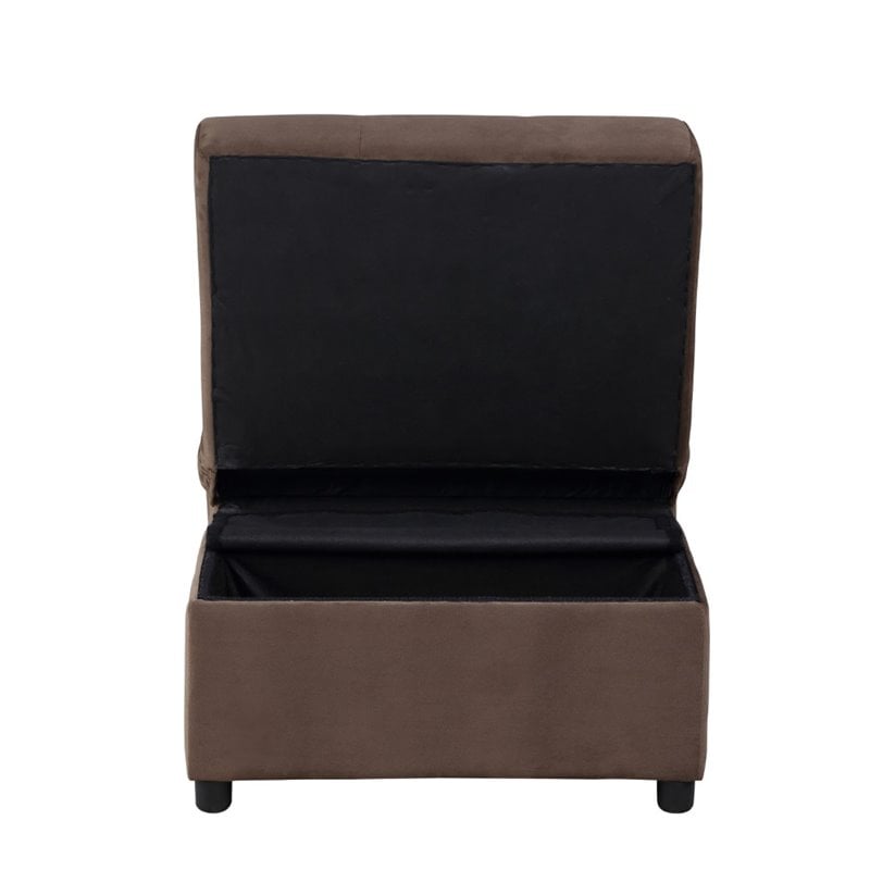 Lexicon Garrell Wood Storage Bench with Pull Out Ottoman in Dark Brown