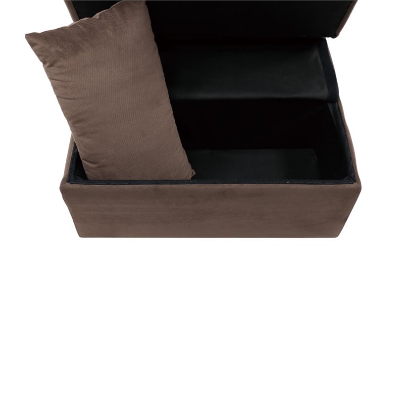 Lexicon Garrell Wood Storage Bench with Pull Out Ottoman in Dark Brown